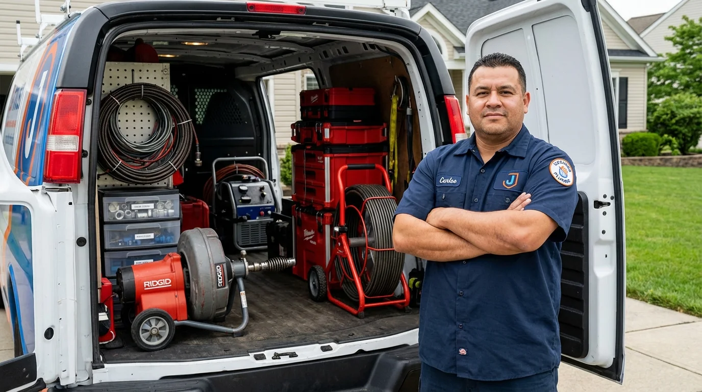 Professional drain cleaning equipment and Johns Plumbing LLC plumber in Killdeer