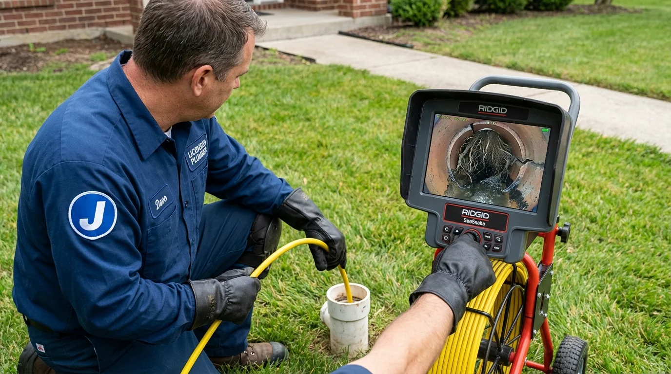 Sewer camera inspection being performed by Johns Plumbing LLC in Killdeer
