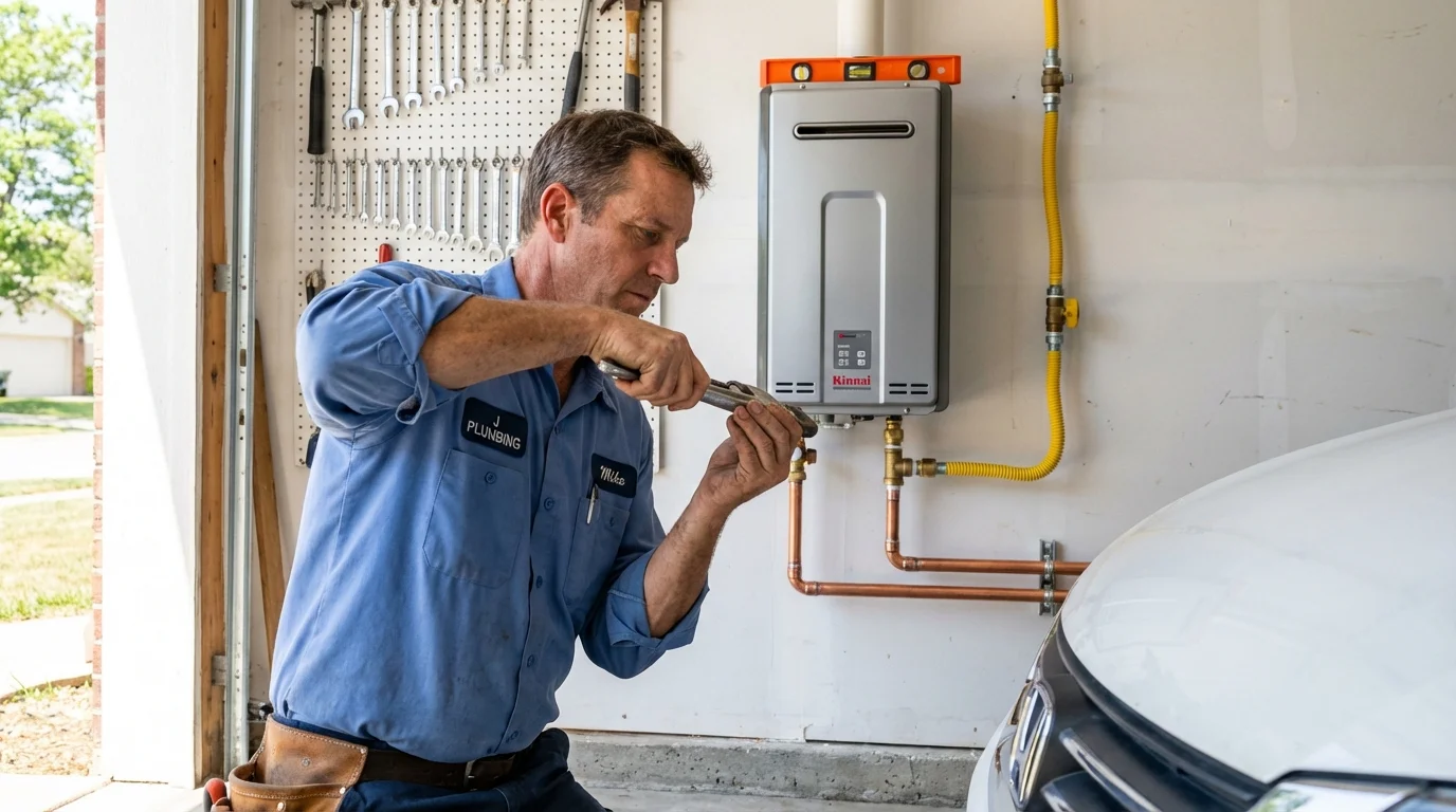 Tankless water heater installation by a Johns Plumbing LLC plumber in Killdeer
